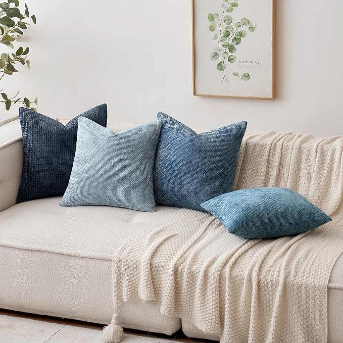 MIULEE Decorative Couch Throw Pillow Covers 18x18 Inch Coastal Blue 2 Pack | - Image 3
