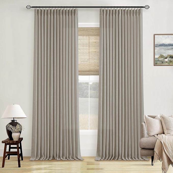Pinch Pleated Linen Curtains 98 Inches Long by Twodrapes