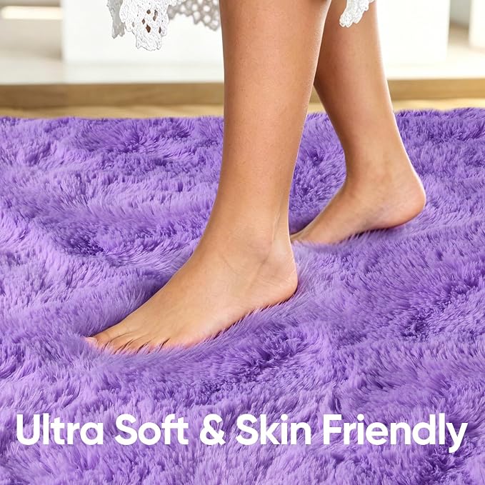 5x7 Purple Fluffy Soft Area Rug Non-Slip - Image 5