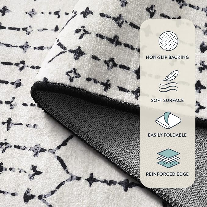 Lahome Moroccan Washable Runner Rug 2x6, Ultra-Thin Geometric Print Distressed - Image 6