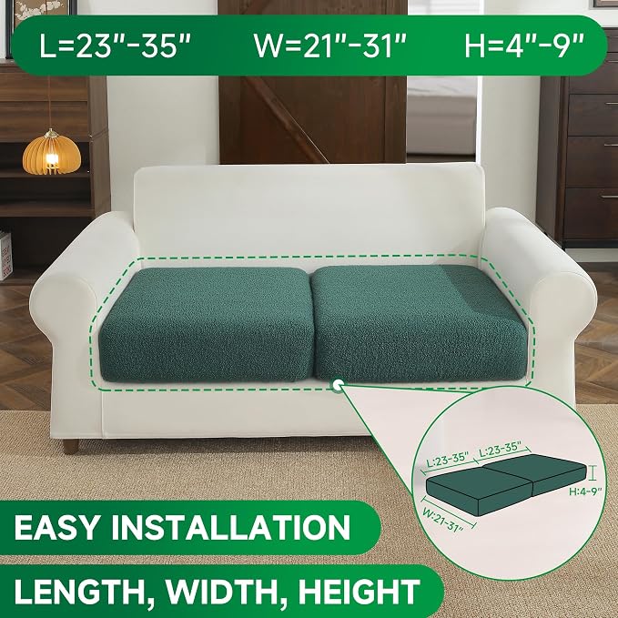 OHSIO Couch Cushion Covers for Sectional Sofa, Stretch Soft Sofa Slipcovers - Image 2
