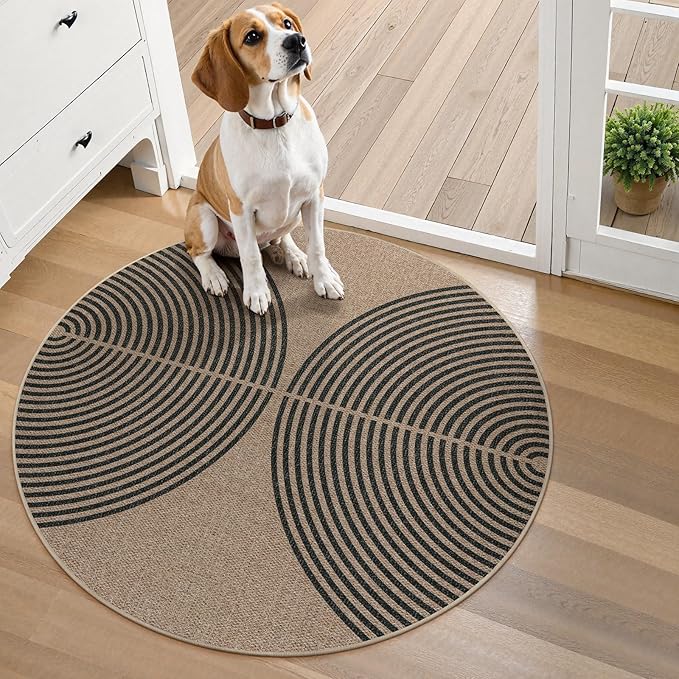 Lahome Modern Rainbow Small Round Rug, 3ft Washable Circle Rug - Image 5