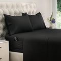 DREAMCARE Queen Size Sheets - Cooling Bed Sheets - 4pcs Set - up to 15" Deep Pocket Queen Sheet Set - Sheets Queen Size Bed - Soft & Long Lasting 100% Fine Brushed Polyester with Side Pocket - Black