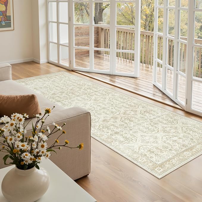 Soalmost Runner Rug 2x6 Washable Kitchen Hallway Runners Beige/Brown | Non-Slip by Soalmost
