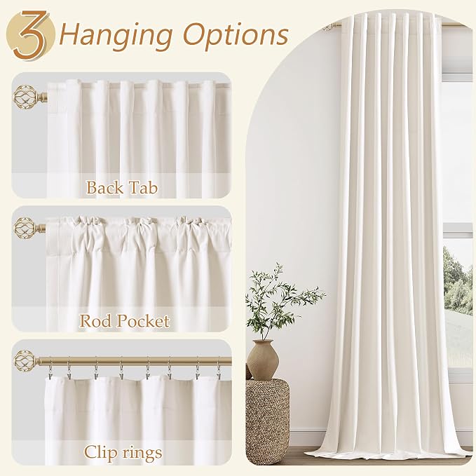 Ivory 100% Blackout Curtains 84 Inch Length 2 Panels Set - Image 7
