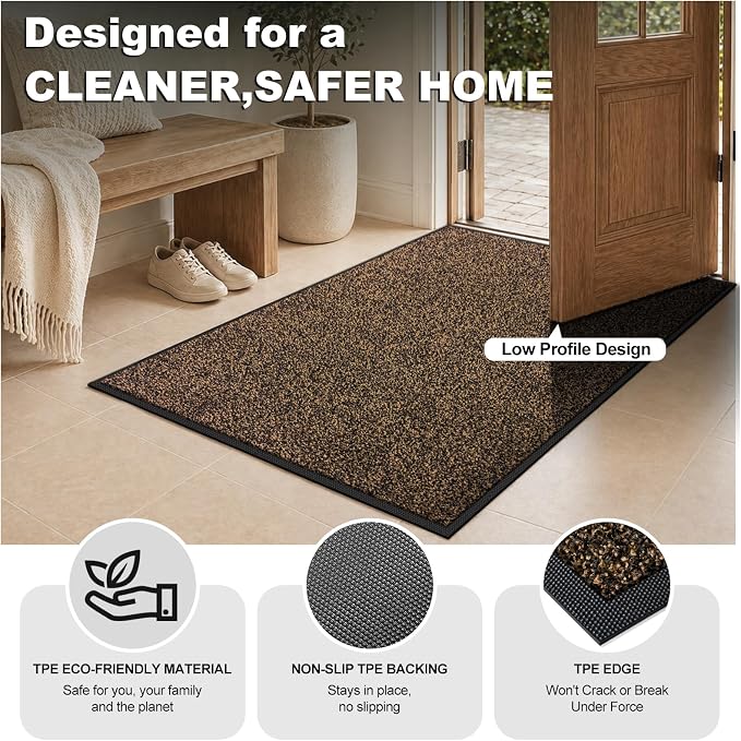 Super Absorbent Front Door Mat, 29.5" x 17", Non-Slip Washable Indoor Doormats - Image 5