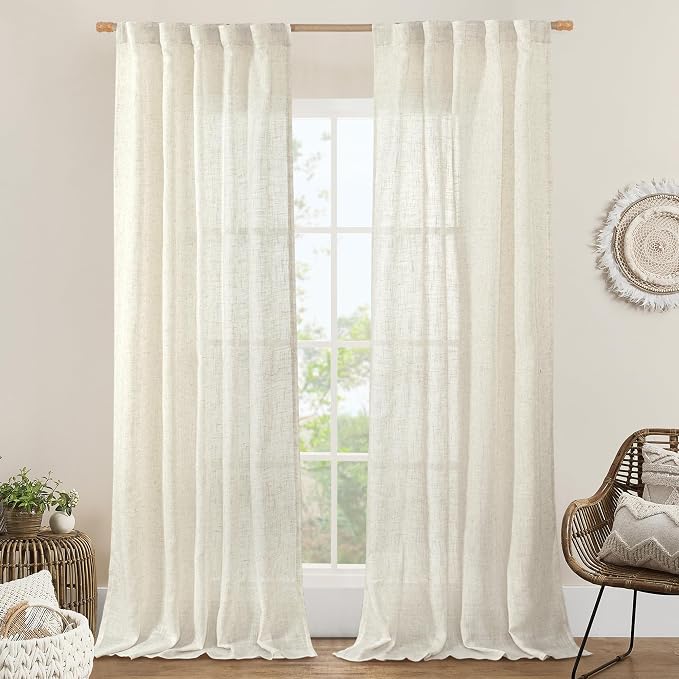 Light Filtering Linen Curtains 84 inches Long by LAMIT