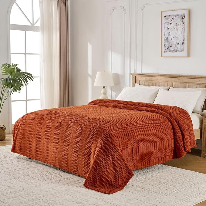 90x104 Inch Rust King Bed Blanket - Image 3