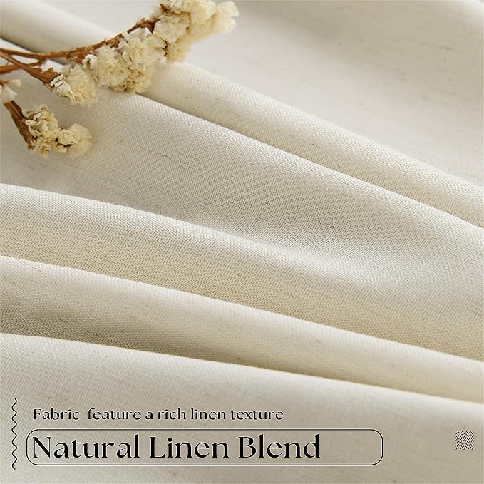 Cream Beige Pleated Black Out Linen 45 Inch Curtains - Image 5
