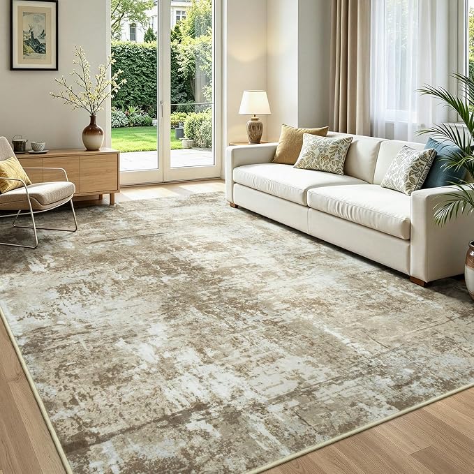 Rugflix 5x7 Area Rugs for Living Room, Washable Brown Large Rug | Machine by RugflixAreaRugs