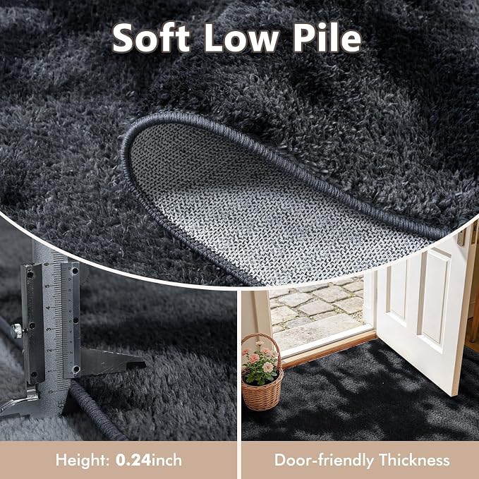 2x8 Tie-dye Dark Grey Runner Rug Washable Non-Slip - Image 4