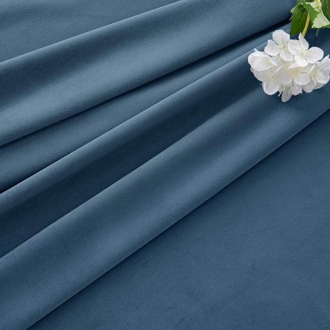 MIULEE Velvet Curtains 50W x 96L 2 Panels Stone Blue Blackout Curtains | Luxury - Image 7