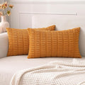 MIULEE Fall Corduroy Decorative Throw Pillow Covers 12x20 Burnt Orange | Lumbar by MIULEE