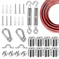 Globe String Light Suspension Kit, Outdoor Light Guide Wire, Vinyl Coated Stainless Steel Steel Cable，Include 50ft Transparent PVC and 304 Stainless Steel Wire Cable, Turnbuckle and Hooks