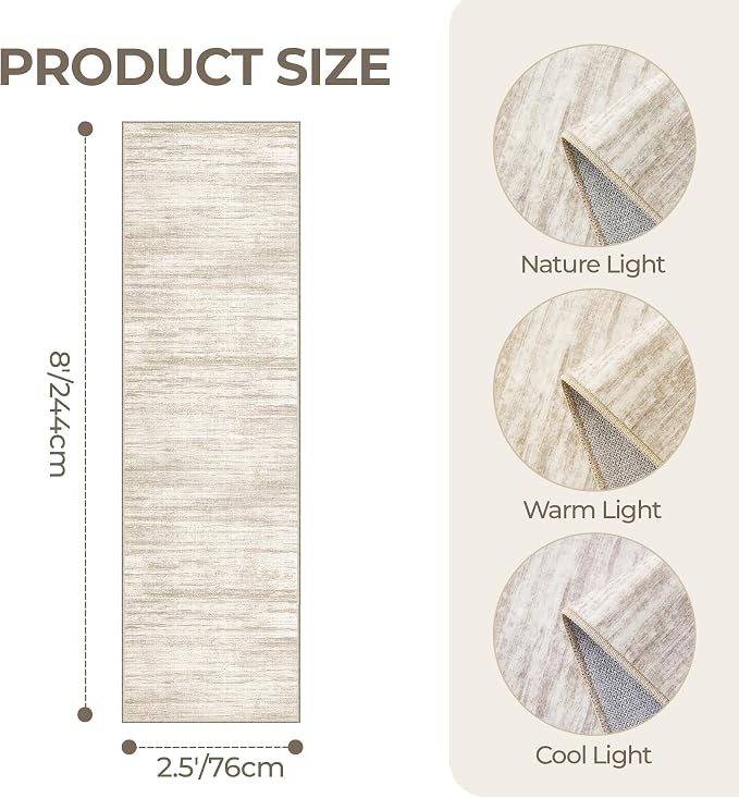 2'6 x 8' Runner Rug Non Slip, Washable Kitchen Rugs, Nursery Room, Soft Runner - Image 2