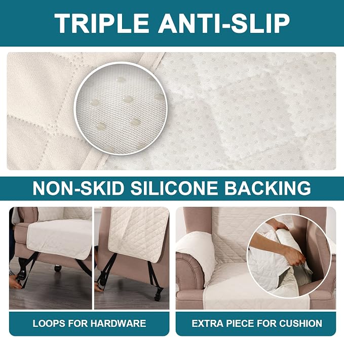 Turquoize 100% Waterproof Wing Chair Cover Wing Armchair Slipcovers Chair Couch - Image 4