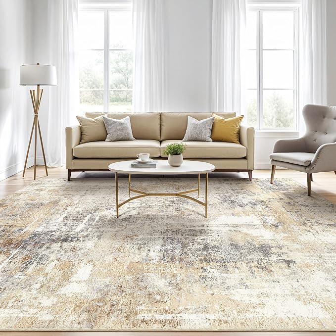 LOONGRUG 10x13 Area Rug Washable Large Neutral Modern Living Room Rugs | - Image 5