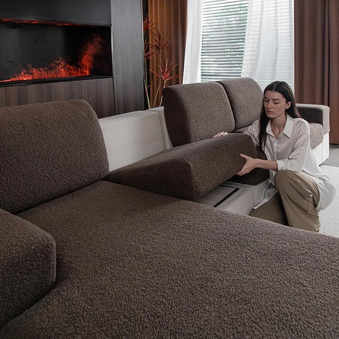 OHSIO Couch Cushion Covers for Sectional Sofa, Stretch Soft Sofa Slipcovers by OHSIO