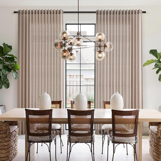 Oatmeal Linen Curtains 63 Inches Length 2 Panels Set - Image 7