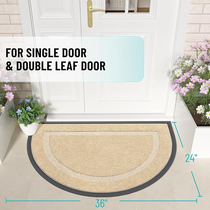 OLANLY Half Circle Front Door Mat Outside 35x23 All-Season Rubber Doormat | - Image 2