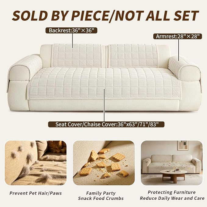 Velvet Couch Covers for Sectional Sofa Washable, Non-Slip L Shaped Sectional - Image 5