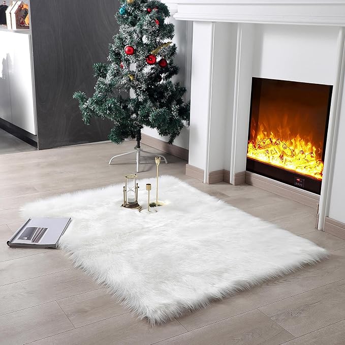 linmopm Faux Fur Sheepskin Rug, 3x4 ft | Shag Fluffy Fuzzy, High-Density Cushion by Limopmfauxfurproducts
