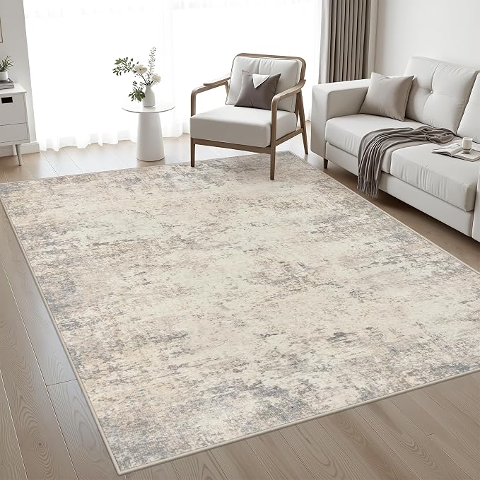 5x7 Area Rug Living Room: Modern Washable Soft Carpet Brown Beige | by FXRHLP