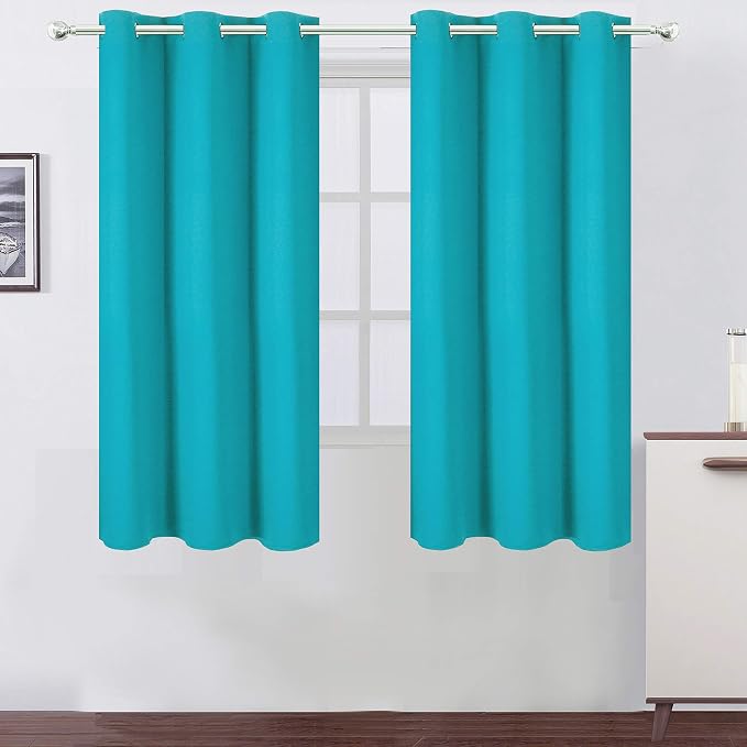 Teal Blackout Curtains 40 x 63 Inch Length/Set of 2 Curtain Panels/Thermal by Lemomo