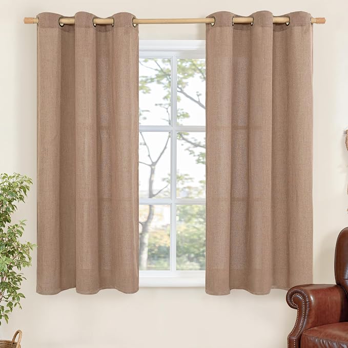 YoungsTex Linen Semi Sheer Curtains 42X48 Inch Length 2 Panels by YoungsTex