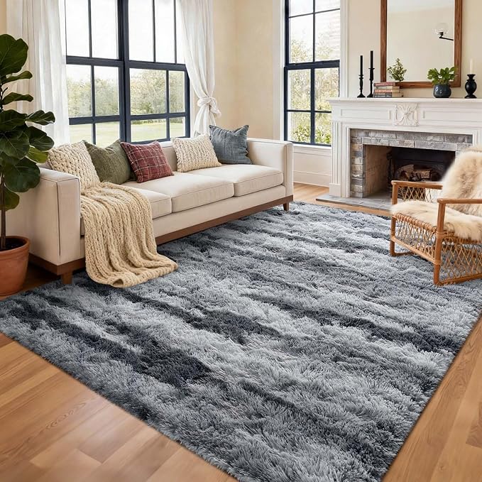 6x9 Ft Large Shag Rugs for Living Room Decor, Tie-Dyed Ultra Soft Fluffy Furry by Cuzwlovita