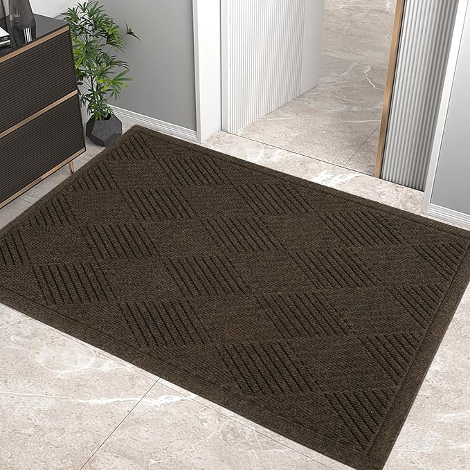 Sturdy Front Door Mat, Absorbent Muddy Dirt Resist Welcome Door Mats Outdoor by HIYARD