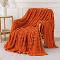 Orange Throw Blanket for Couch Sofa 50x60 inches Striped Design | Fleece by Unknown