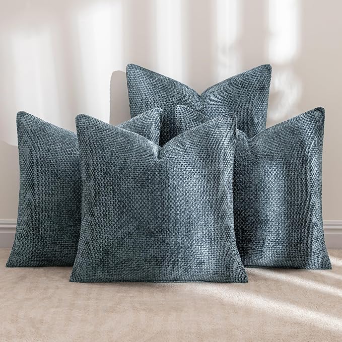 MIULEE Soft Decorative Chenille Pillow Covers Navy Blue 20x20 Pack of 4 | - Image 2