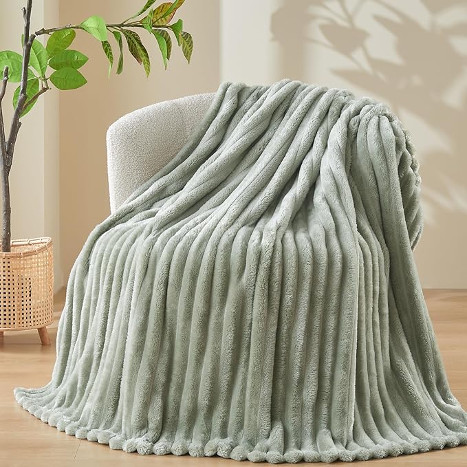 NEWCOSPLAY Fleece Ribbed Cozy Throw Blanket by NEWCOSPLAY