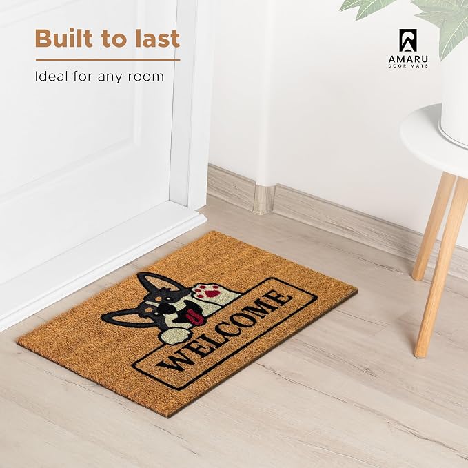 Coir Welcome Mat, Welcome Dog, 17 x 29 in | 100% Natural Coir, Anti-Shedding - Image 2