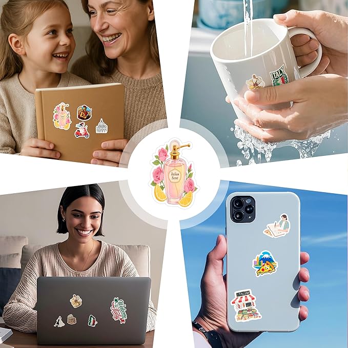 100 Pieces Italy Sticker Italian Travel Stickers Vinyl Waterproof for Kids Adults Car, Wall Decor Decal, Hard hat Scrapbook Laptop Phone Birthday Christmas Gift Funny