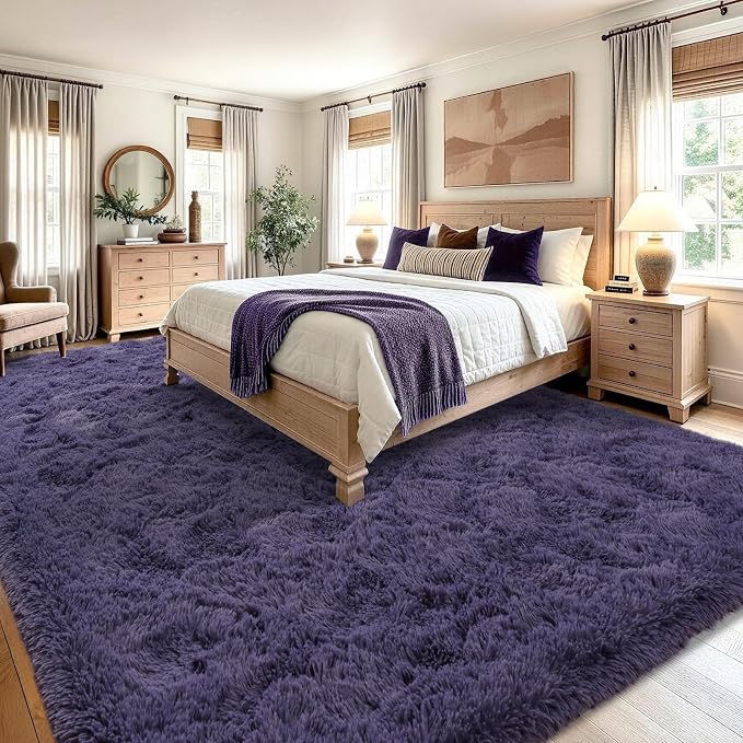8x10 Extra Large Taro Purple Fluffy Area Rug Non-Slip - Image 4