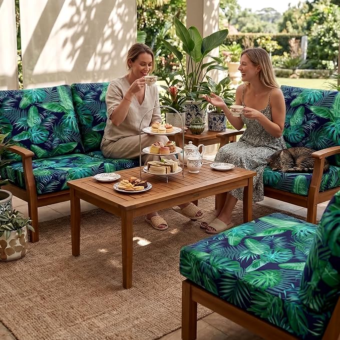8Pcs Patio Cushion Covers Stretch Outdoor Furniture Protector Slipcovers | - Image 9