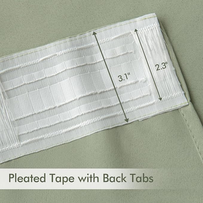 MIULEE Sage Green Back Tab Blackout Curtains 52x84 Inch Length 2 Panels Set | - Image 4