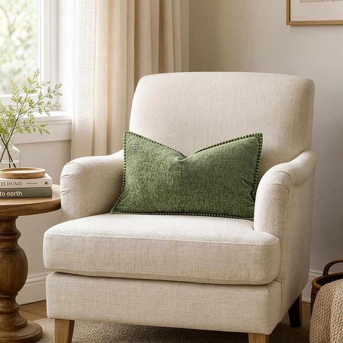 MIULEE Decorative Lumbar Throw Pillow Covers 12x20 Inch Sage Green 2 Pack | - Image 4
