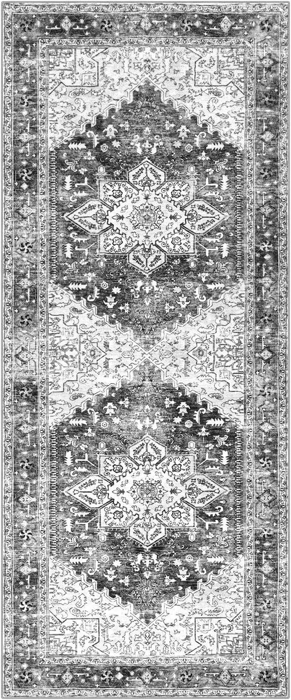 Yamaziot Washable Runner Rug, 2x5 Non-Slip Boho Vintage Hallway Kitchen Rug | - Image 2