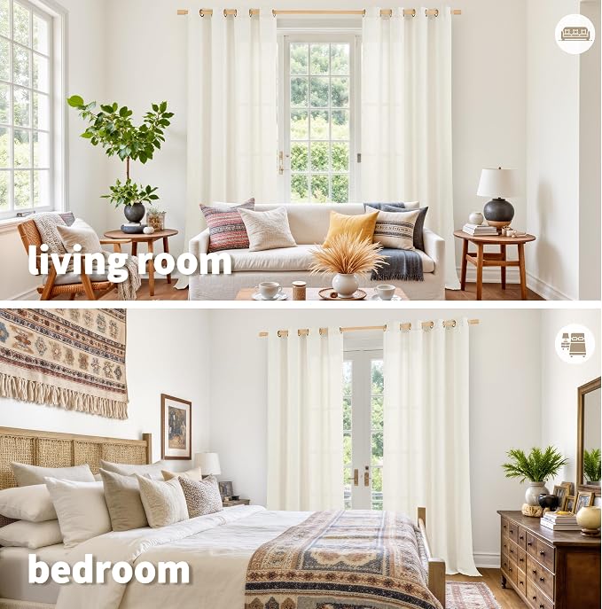 YoungsTex Extra Long Ivory Linen Curtains - Image 2