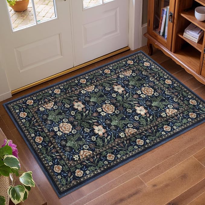GarveeHome Small Navy Entryway Rug, 2x3 Washable Front Door Rug Indoor Entrance - Image 2