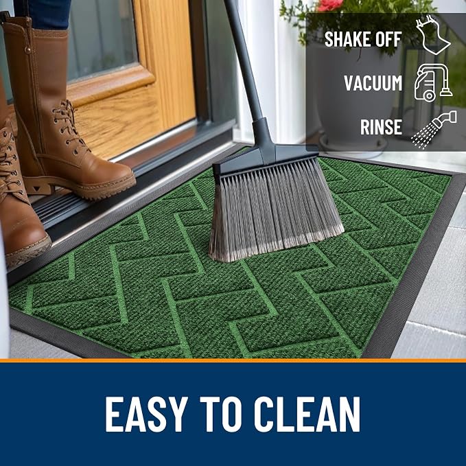 OLANLY Front Door Mat Outside 47x17, All-Season Absorbent Rubber Doormat | Green - Image 6