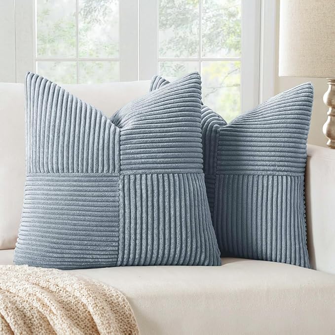 MIULEE Dusty Blue Decorative Throw Pillow Covers by MIULEE