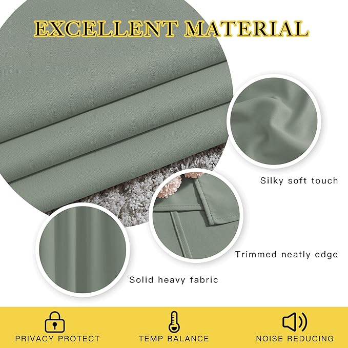 NICETOWN Blackout Sage Green Curtains & Drapes - Image 4