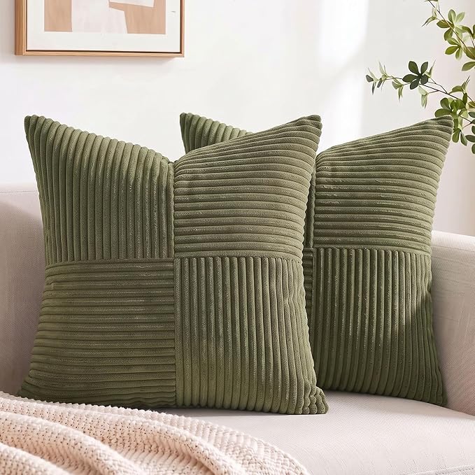 Fancy Homi 2 Packs Olive Green Samll Decorative Throw Pillow Covers 14x14 Inch by Fancy+Homi