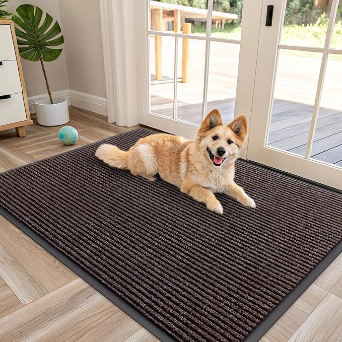 OLANLY Front Door Mat 47x30, Waterproof Heavy-Duty Indoor Outdoor Doormat | Tan by OLANLY