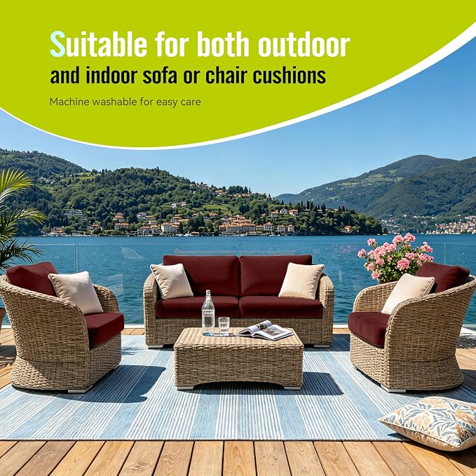 8Pcs Outdoor Cushion Covers, Stretch Patio Furniture Couch Chair Slipcovers | - Image 8