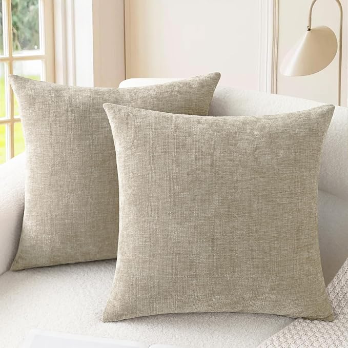 CaliTime Decorative Couch Throw Pillow Covers 24 X 24 Inches Light Taupe | Pack by CaliTime